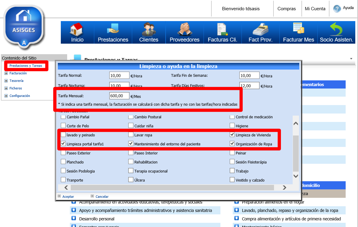 Definición de Tarifa Mensual