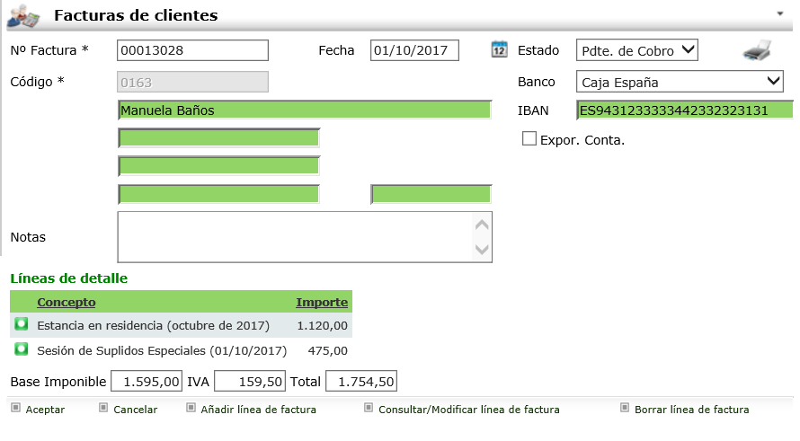 Ejemplo de Factura con suplido