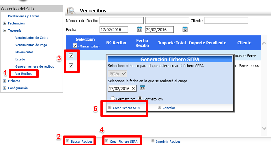 Generación del fichero XML de la remesa
