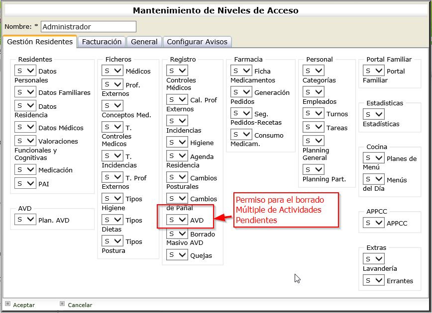 Permiso para Borrado Múltiple de Actividades