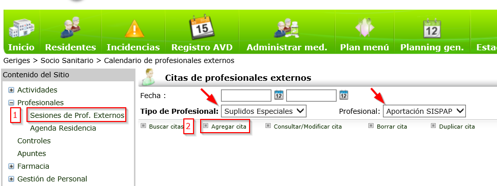 Creación de la cita