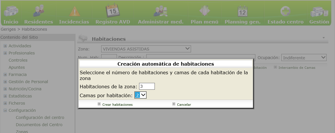 Geriges - Creación Automática de Habitaciones