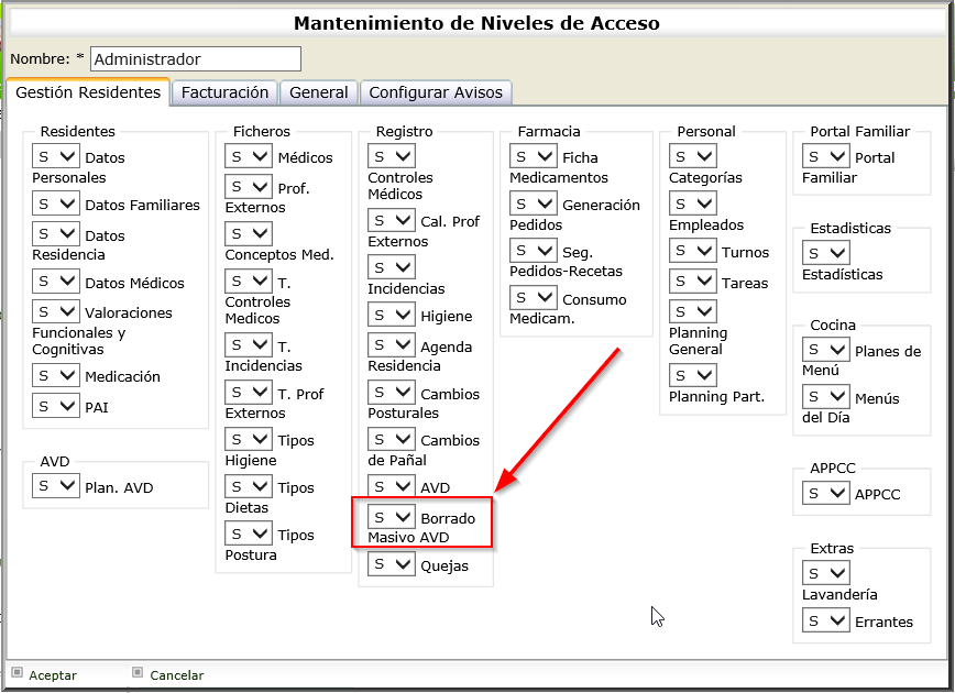 Permiso de Borrado Masivo