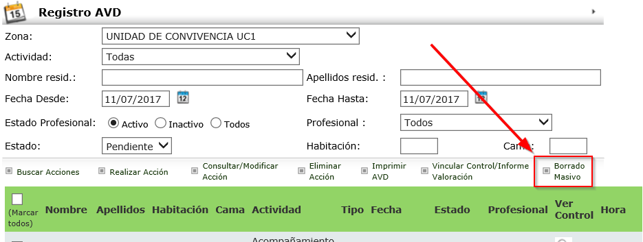 Borrado Masivo entre dos fechas