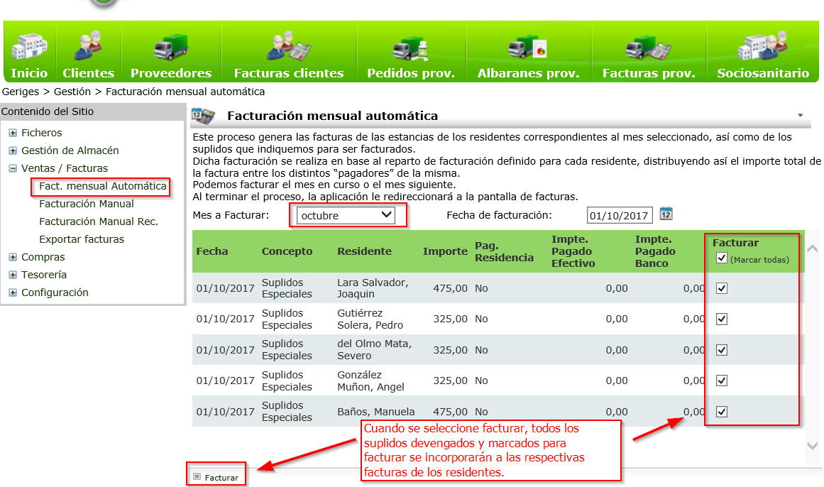 Lista de suplidos Pendientes de Facturar