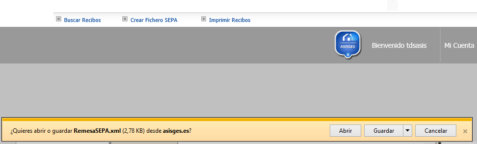Descarga del fichero SEPA.xml