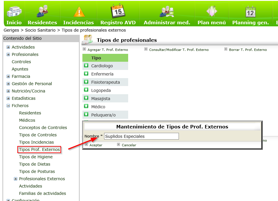 Definición del Tipo de Suplido